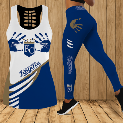 [FLASH SALE] NEW CUSTOMIZED MLB19 KCR KANSAS CITY ROYALS HOLLOW TANK TOP & LEGGINGS SET