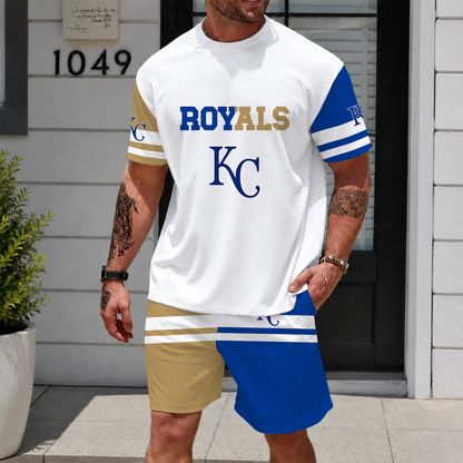 [FLASH SALE] NEW CUSTOMIZED MLB19 KCR KANSAS CITY ROYALS UNISEX T-SHIRT & SHORTS SET