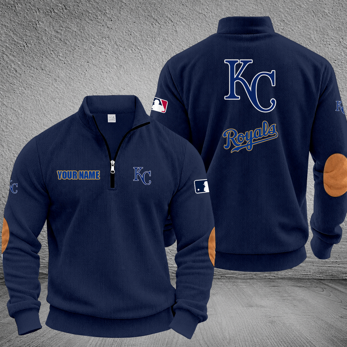 [FLASH SALE] NEW CUSTOMIZED MLB19 KCR KANSAS CITY ROYALS MULTICOLOR STRIPED QUATER ZIP SWEATSHIRT
