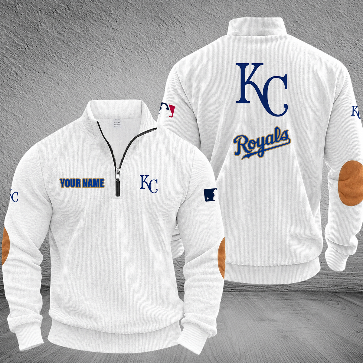 [FLASH SALE] NEW CUSTOMIZED MLB19 KCR KANSAS CITY ROYALS MULTICOLOR STRIPED QUATER ZIP SWEATSHIRT