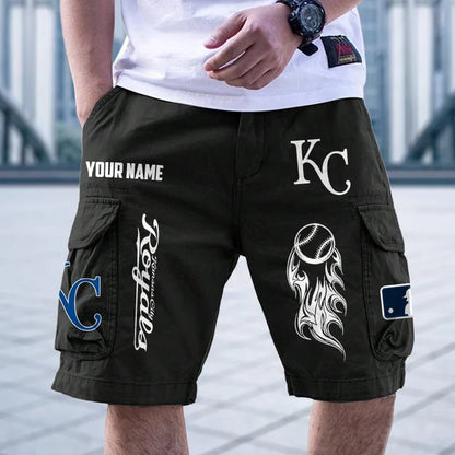 [FLASH SALE] NEW CUSTOMIZED MLB19 KCR KANSAS CITY ROYALS MEN'S CARGO SHORTS
