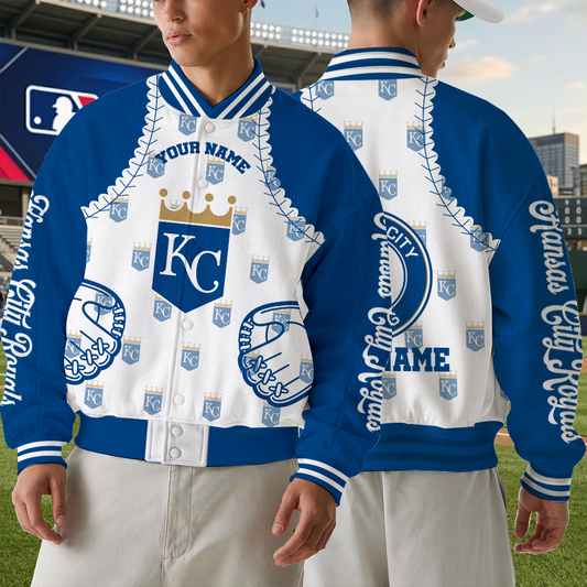 [FLASH SALE] NEW CUSTOMIZED MLB19 KCR KANSAS CITY ROYALS SATIN VARSITY & BASEBALL JACKET