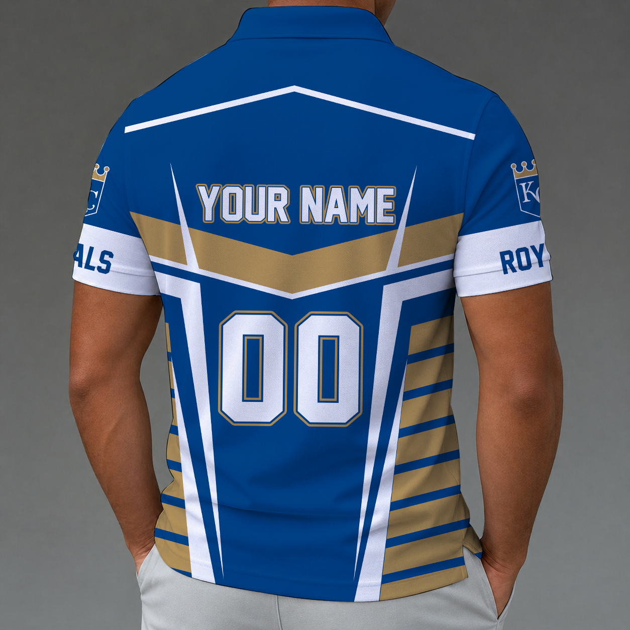 [FLASH SALE] NEW CUSTOMIZED MLB19 KCR KANSAS CITY ROYALS ZIP POLO SHIRT