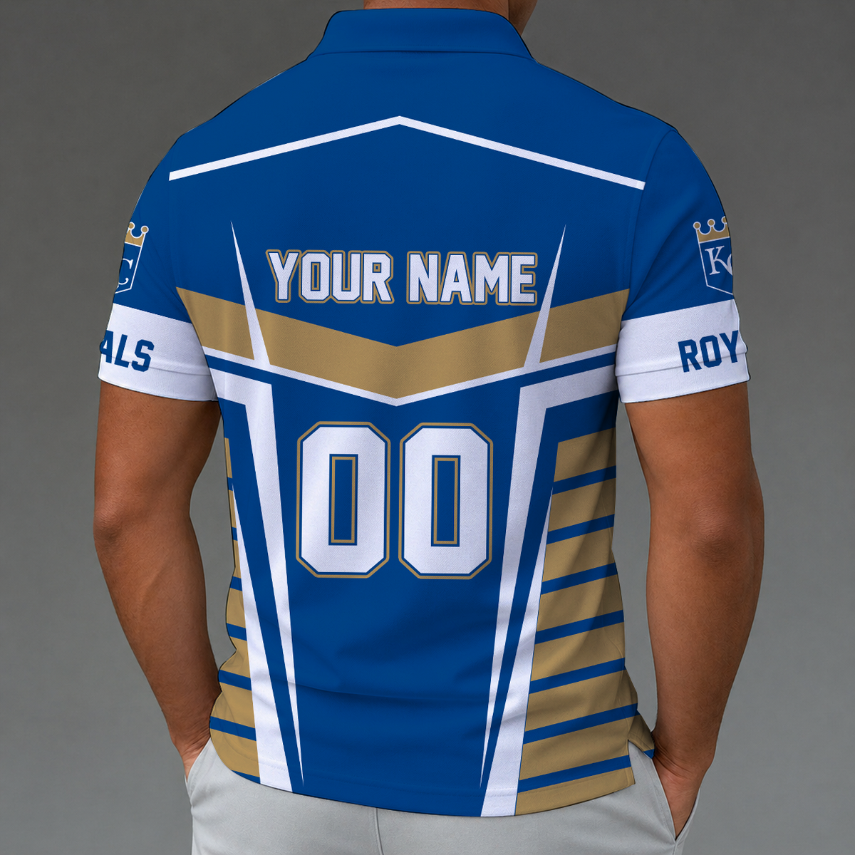 [FLASH SALE] NEW CUSTOMIZED MLB19 KCR KANSAS CITY ROYALS ZIP POLO SHIRT