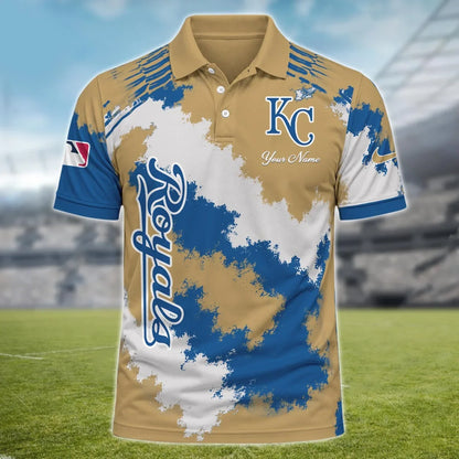 [FLASH SALE] NEW CUSTOMIZED MLB19 KCR KANSAS CITY ROYALS MULTICOLOR POLO SHIRT