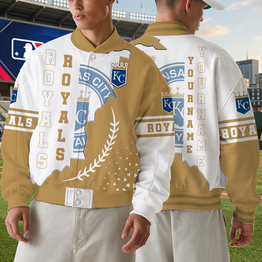 [FLASH SALE] NEW CUSTOMIZED MLB19 KCR KANSAS CITY ROYALS SATIN VARSITY & BASEBALL JACKET