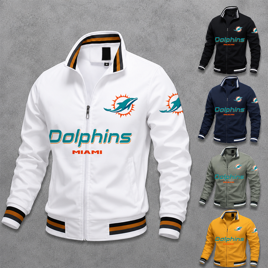[SPECIAL OFFER] NEW CUSTOMIZED NFL19 MDP MIAMI DOLPHINS MULTICOLOR MEN'S CASUAL JACKET