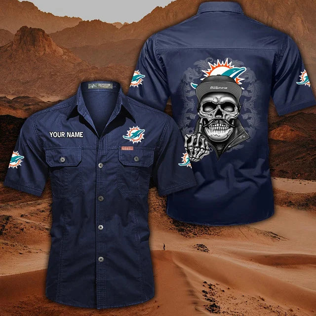 [SPECIAL OFFER] NEW CUSTOMIZED NFL19 MDP MIAMI DOLPHINS MUTICOLOR MEN'S CARGO SHIRT