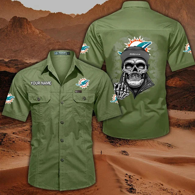 [SPECIAL OFFER] NEW CUSTOMIZED NFL19 MDP MIAMI DOLPHINS MUTICOLOR MEN'S CARGO SHIRT