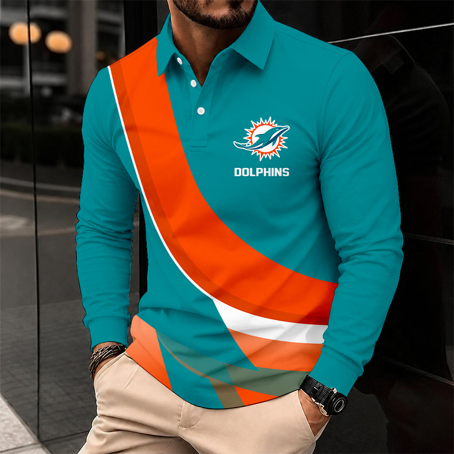[SPECIAL OFFER] NEW CUSTOMIZED NFL19 MDP MIAMI DOLPHINS LONG SLEEVE POLO SHIRT