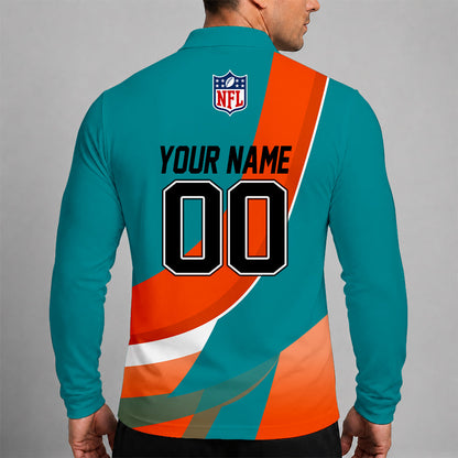 [SPECIAL OFFER] NEW CUSTOMIZED NFL19 MDP MIAMI DOLPHINS LONG SLEEVE POLO SHIRT