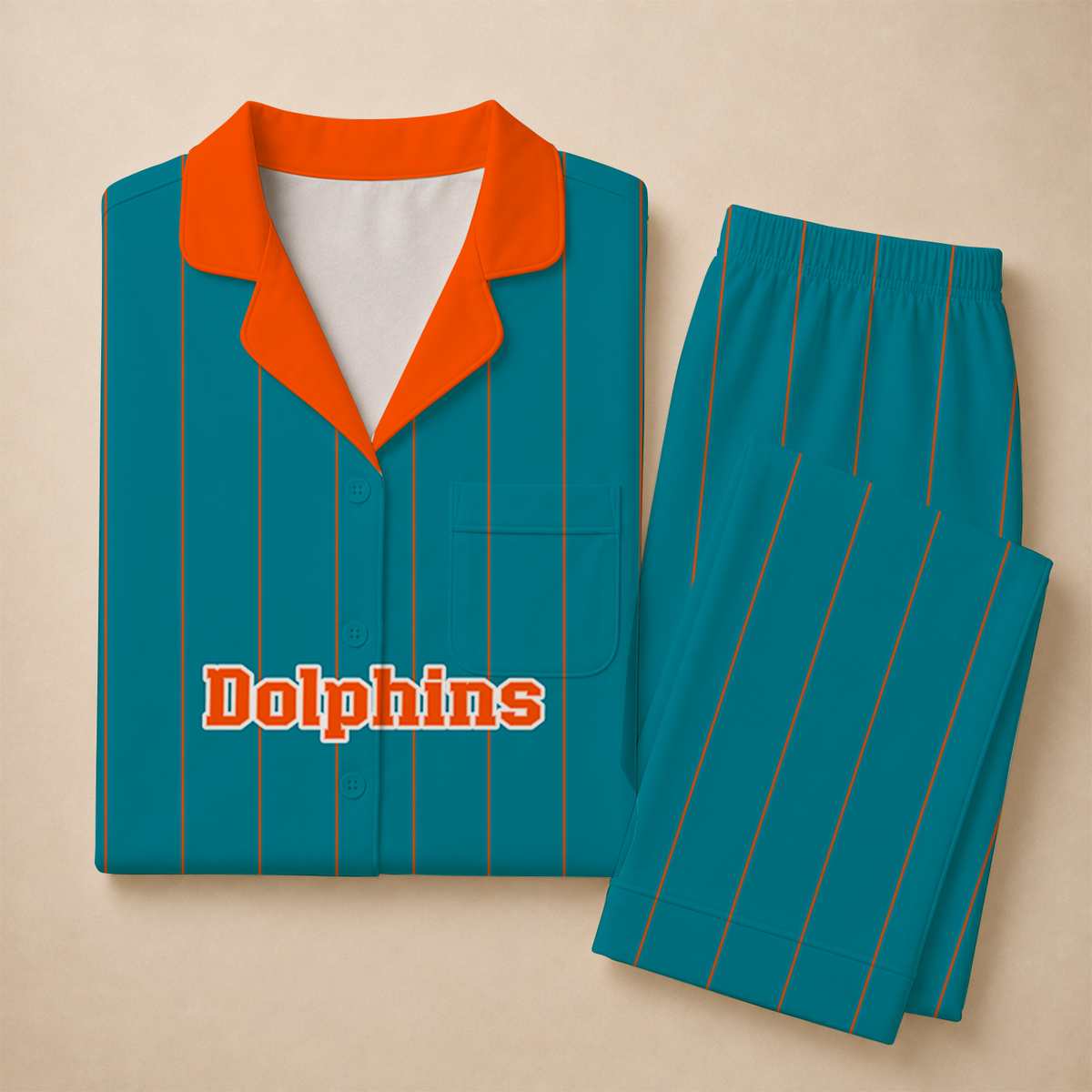 [SPECIAL OFFER] NEW CUSTOMIZED NFL19 MDP MIAMI DOLPHINS SHORT SLEEVE & LONG PANTS PAJAMAS SET