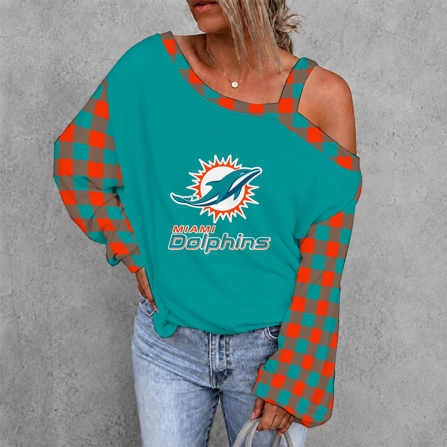 [SPECIAL OFFER] NEW CUSTOMIZED NFL19 MDP MIAMI DOLPHINS DROP SHOULDER SWEATSHIRT