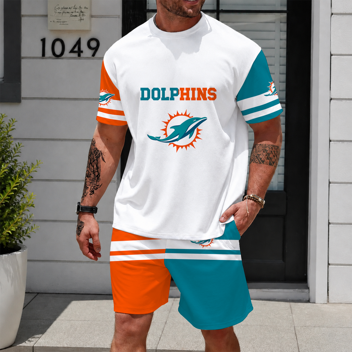 [SPECIAL OFFER] NEWCUSTOMIZED NFL19 MDP MIAMI DOLPHINS UNISEX T-SHIRT & SHORTS SET
