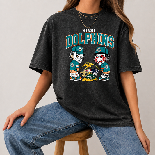 [SPECIAL OFFER] NEW CUSTOMIZED NFL19 MDP MIAMI DOLPHINS FUNNY MULTICOLOR WASHED TEE