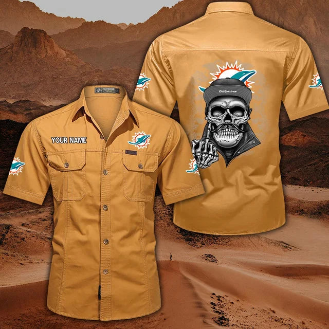 [SPECIAL OFFER] NEW CUSTOMIZED NFL19 MDP MIAMI DOLPHINS MUTICOLOR MEN'S CARGO SHIRT