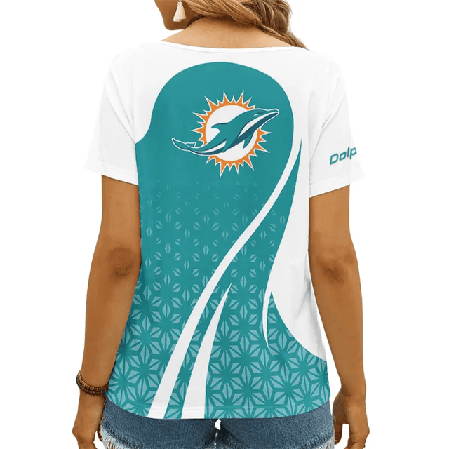 [SPECIAL OFFER] NEW CUSTOMIZED NFL19 MDP MIAMI DOLPHINS V-NECK FEMALE SHIRT