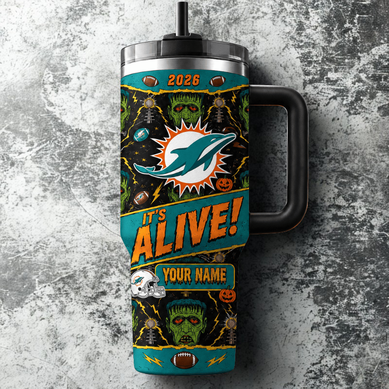 [SPECIAL OFFER] NEW CUSTOMIZED NFL19 MDP MIAMI DOLPHINS HALLOWEEN  40OZ TUMBLER
