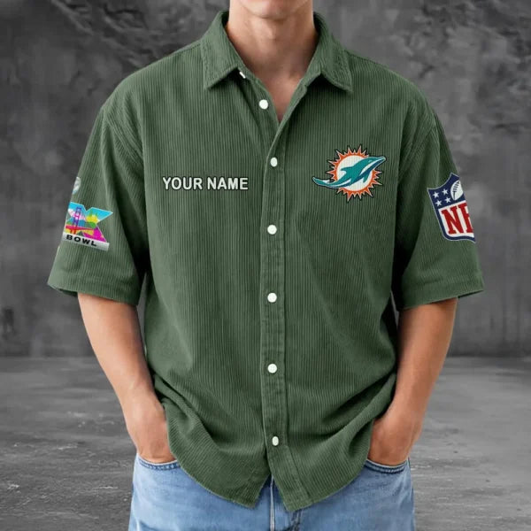 [HOT DEAL] NEW CUSTOMIZED NFL19 MDP MIAMI DOLPHINS SEERSUCKER BUTTON SHIRT