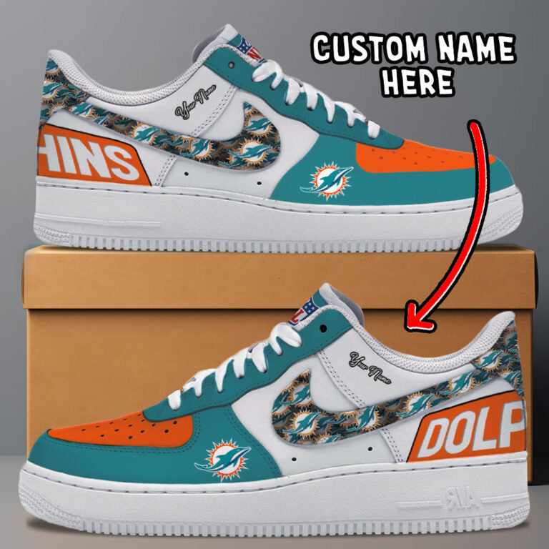 LIMITED EDITION - NEW CUSTOMIZED NFL19 MDP MIAMI DOLPHINS AF1 SNEAKERS