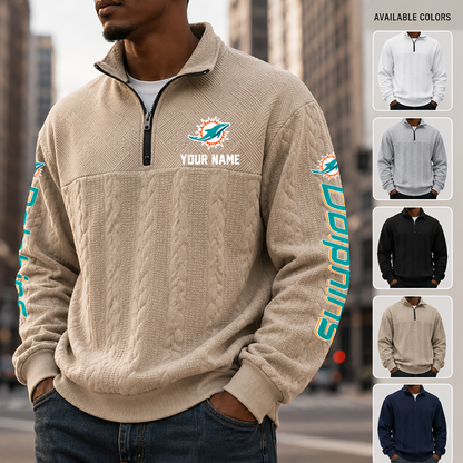 [SPECIAL OFFER] NEW CUSTOMIZED NFL19 MDP MIAMI DOLPHINS MULTICOLOR QUARTER-ZIP SWEATSHIRT
