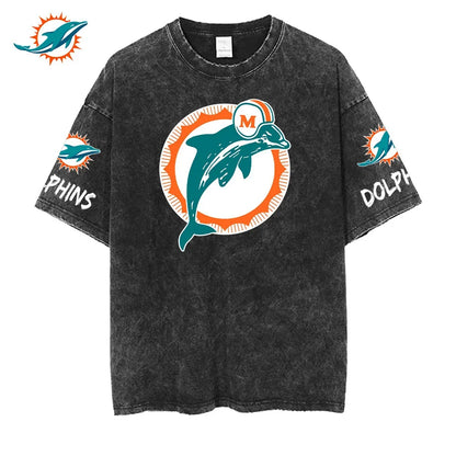 [SPECIAL OFFER] NEW CUSTOMIZED NFL19 MDP MIAMI DOLPHINS FUNNY MULTICOLOR WASHED TEE
