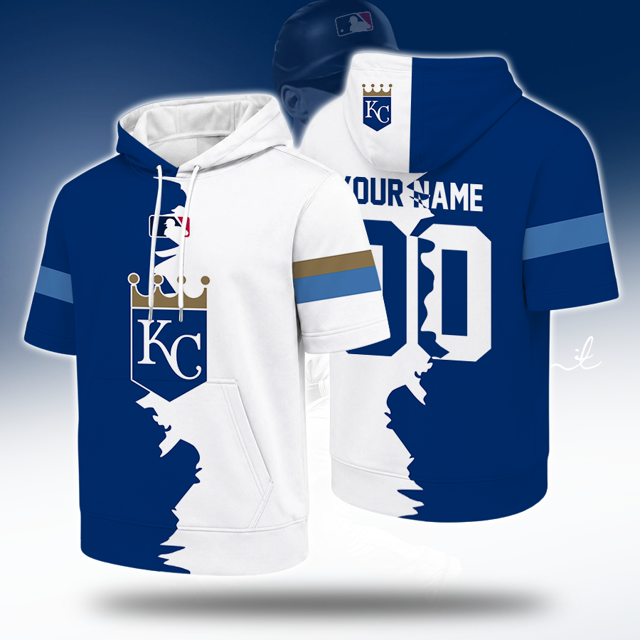 [FLASH SALE] NEW CUSTOMIZED MLB19 KCR KANSAS CITY ROYALS SHORT SLEEVE HOODIE
