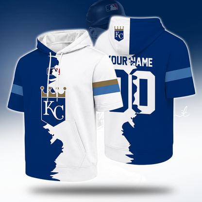 [FLASH SALE] NEW CUSTOMIZED MLB19 KCR KANSAS CITY ROYALS SHORT SLEEVE HOODIE