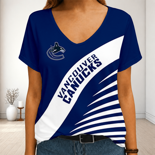 [SUPER SALE] NEW CUSTOMIZED NHL19 VANCOUVER CANUCKS V-NECK FEMALE SHIRT