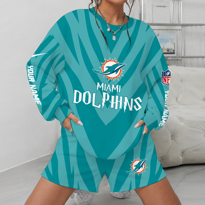 [SPECIAL OFFER] NEW CUSTOMIZED NFL19 MDP MIAMI DOLPHINS UNISEX SWEATSHIRT & SHORTS SET