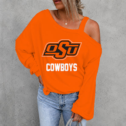 [FAN FAVORITE] NEW CUSTOMIZED NCAA CWS19 OSC OKLAHOMA STATE COWBOYS DROP SHOULDER SWEATSHIRT