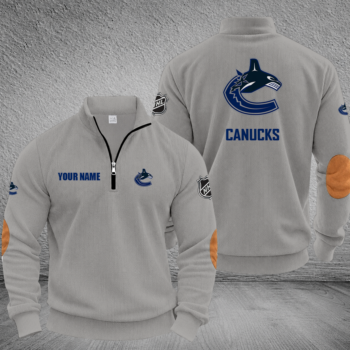 [SUPER SALE] NEW CUSTOMIZED NHL19 VCC VANCOUVER CANUCKS MULTICOLOR STRIPED QUATER ZIP SWEATSHIRT