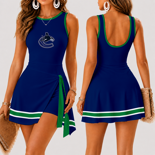 [SUPER SALE] NEW CUSTOMIZED NHL19 VCC VANCOUVER CANUCKS WOMEN'S SUMMER SKORT DRESS
