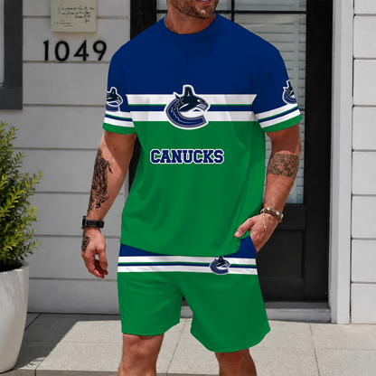 [SUPER SALE] NEW CUSTOMIZED NHL19 VCC VANCOUVER CANUCKS UNISEX T-SHIRT & SHORTS SET