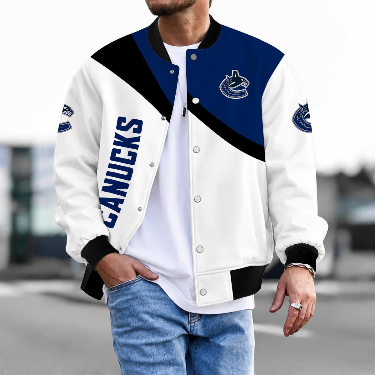 [SUPER SALE] NEW CUSTOMIZED NHL19 VCC VANCOUVER CANUCKS SATIN VARSITY JACKET & BASEBALL JACKET