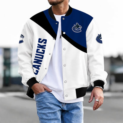 [SUPER SALE] NEW CUSTOMIZED NHL19 VCC VANCOUVER CANUCKS SATIN VARSITY JACKET & BASEBALL JACKET