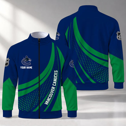 [SUPER SALE] NEW CUSTOMIZED NHL19 VCC VANCOUVER CANUCKS STAND COLLAR JACKET