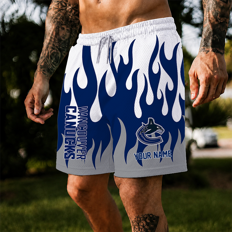 [SUPER SALE] NEW CUSTOMIZED NHL19 VCC VANCOUVER CANUCKS SHORT PANTS