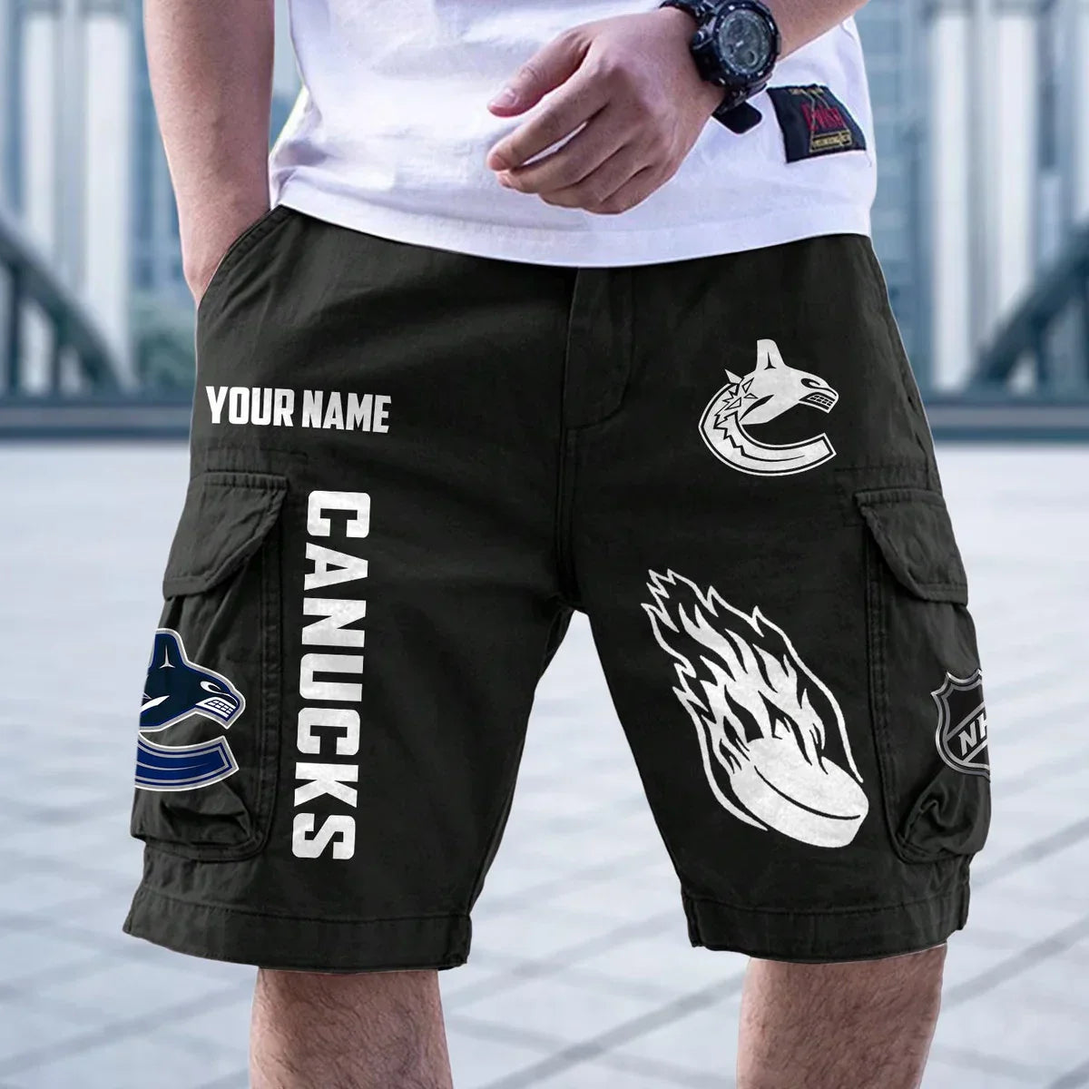[SUPER SALE] NEW CUSTOMIZED NHL19 VANCOUVER CANUCKS CARGO SHORTS