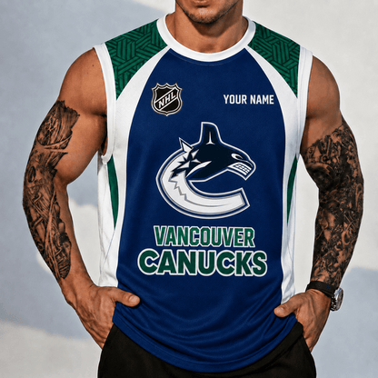 [SUPER SALE] NEW CUSTOMIZED NHL19 VCC VANCOUVER CANUCKS TANK TOP & GYM SHIRT