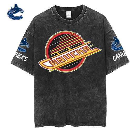 [SUPER SALE] NEW CUSTOMIZED NHL19 VCC VANCOUVER CANUCKS MULTICOLOR WASHED TEE
