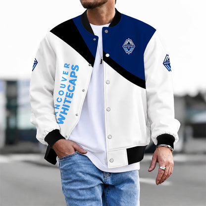 [FAN EXCLUSIVE] NEW CUSTOMIZED MLS19 VWF VANCOUVER WHITECAPS FC BASEBALL JACKET & SATIN VARSITY JACKET