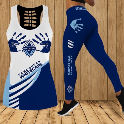 [FAN EXCLUSIVE] NEW CUSTOMIZED MLS19 VWF VANCOUVER WHITECAPS FC HOLLOW TANK TOP & LEGGINGS SET
