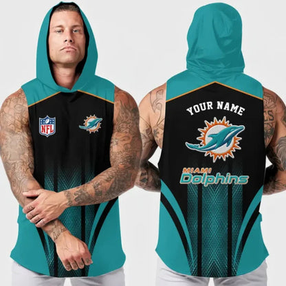 [SPECIAL OFFER] NEW CUSTOMIZED NFL19 MDP MIAMI DOLPHINS HOODED TANK TOP