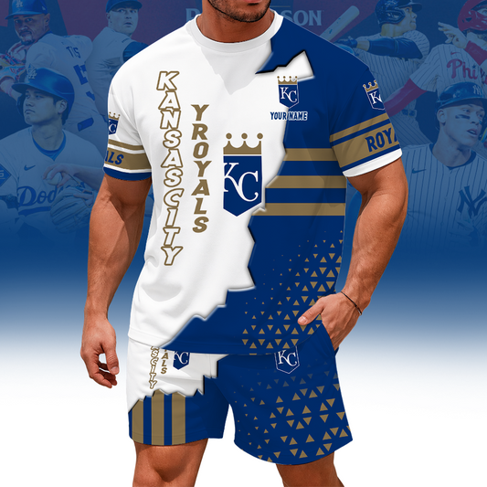 [FLASH SALE] NEW CUSTOMIZED MLB19 KCR KANSAS CITY ROYALS UNISEX T-SHIRT & SHORTS SET