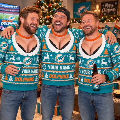 [SPECIAL OFFER] NEW CUSTOMIZED NFL19 MDP MIAMI DOLPHINS FUNNY CHRISTMAS UNISEX SWEATSHIRT