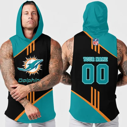 [SPECIAL OFFER] NEW CUSTOMIZED NFL19 MDP MIAMI DOLPHINS HOODED TANK TOP