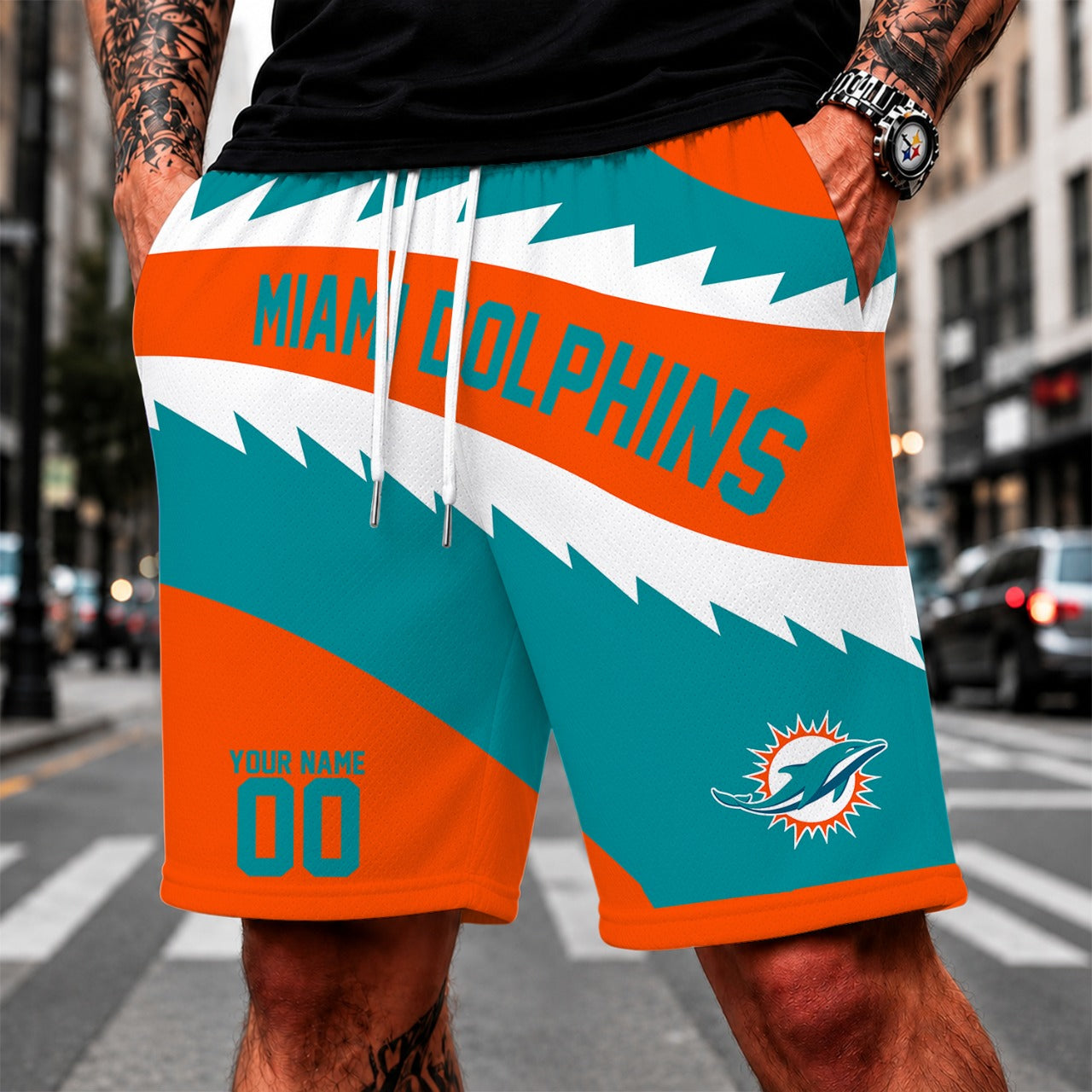 [SPECIAL OFFER] NEW CUSTOMIZED NFL19 MDP MIAMI DOLPHINS SHORT PANTS