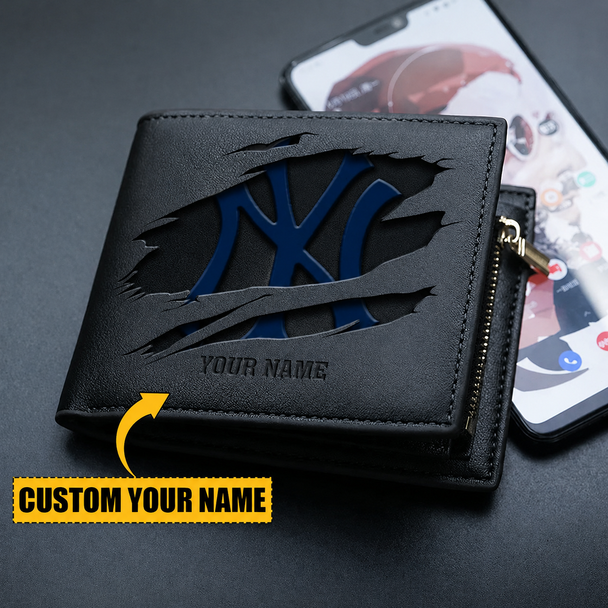 [FLASH SALE] NEW CUSTOMIZED MLB01 NYY NEW YORK YANKEES LEATHER WALLET