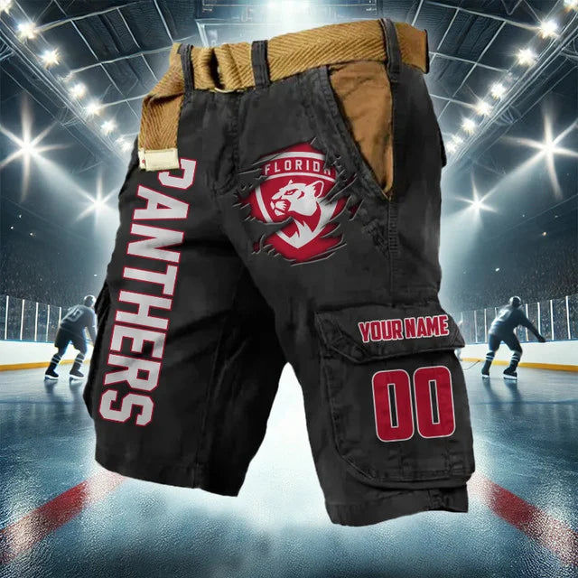 [SUPER SALE] NEW CUSTOMIZED NHL01 FPT FLORIDA PANTHERS CARGO SHORTS